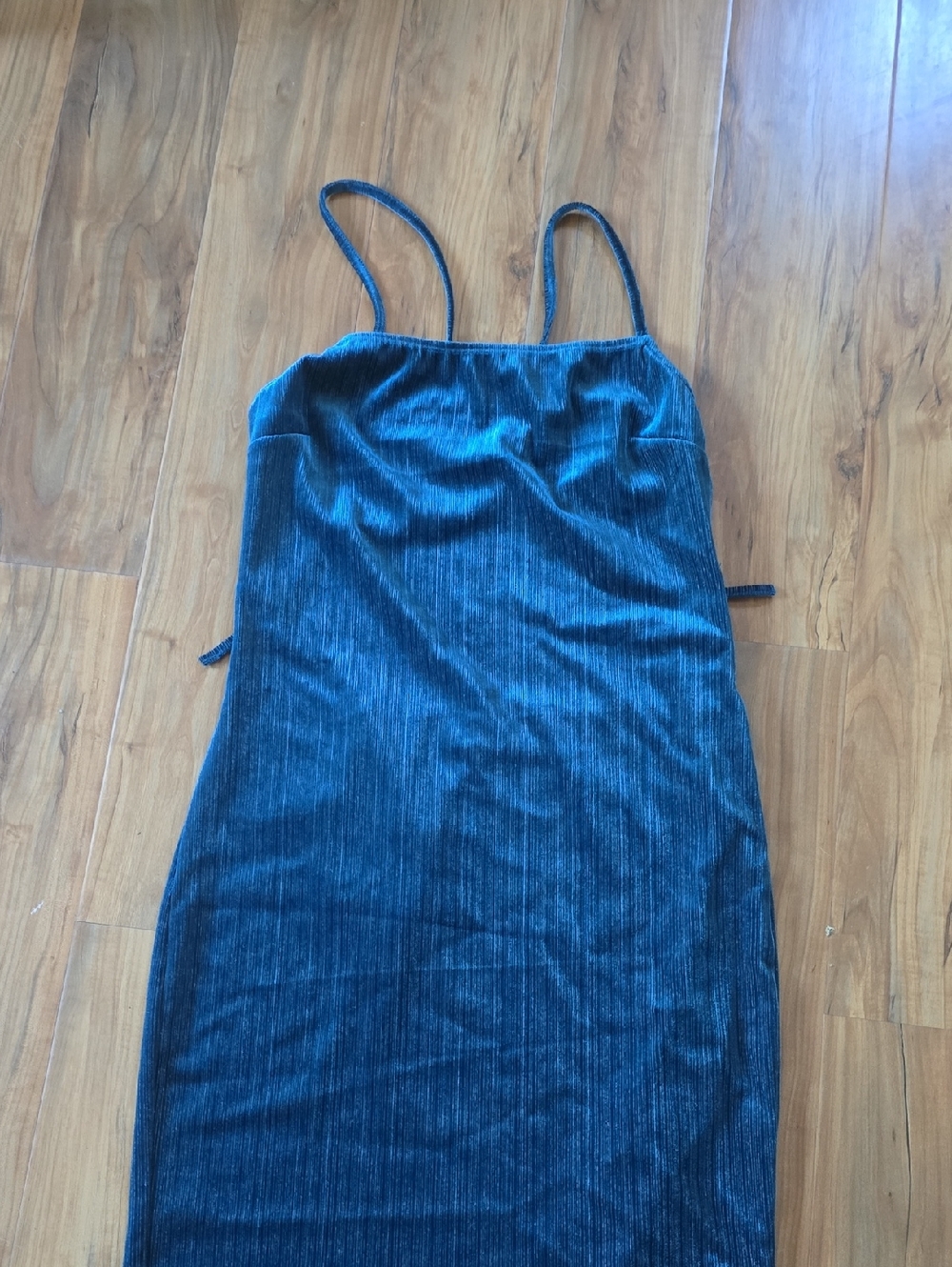 NWT Turquoise Blue Velvet Mini Dress with Open Back